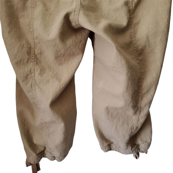 𝅺ashley Stewart Linen Blend Tan Drawstring Elastic Waist Capri Pants Size 12 - Picture 6 of 8